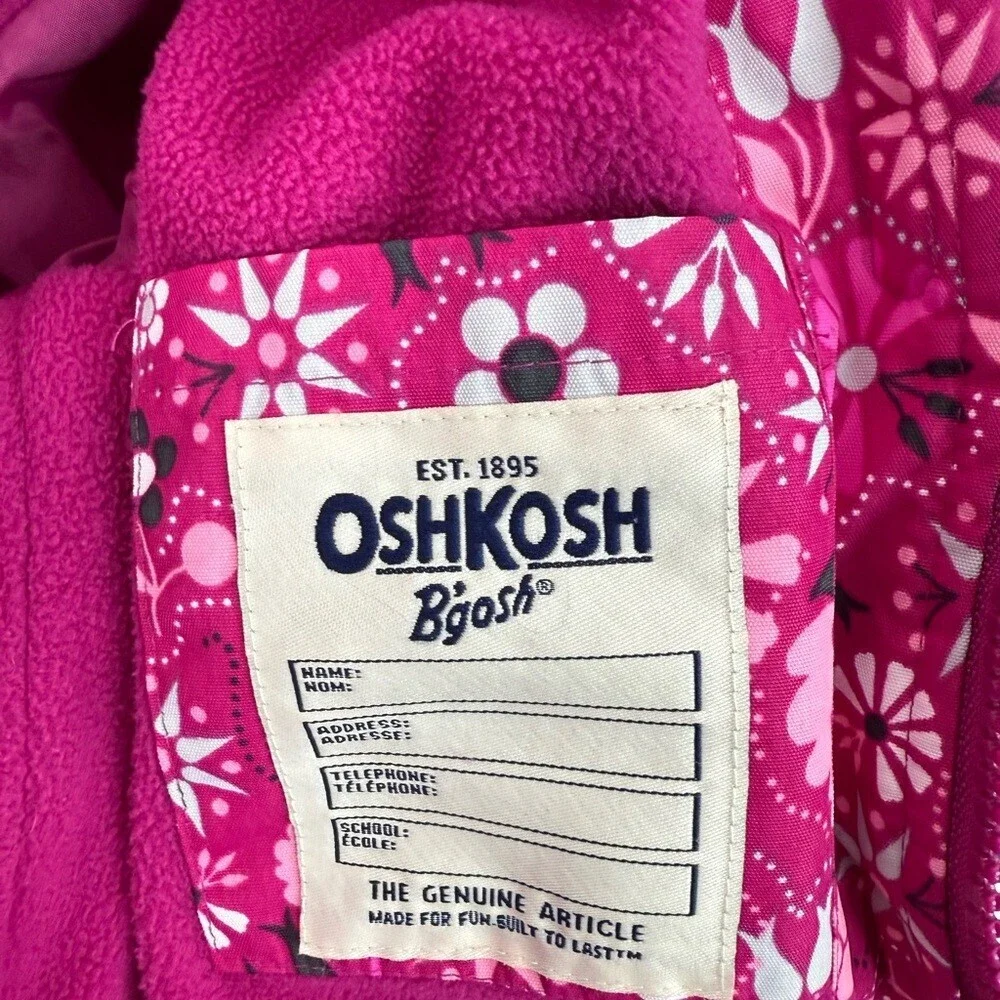 OshKosh jacket coat winter faux fur hood warm cozy Pink Floral Winter Jacket